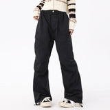 Men Sweatpants Workwear Paratrooper Pants Men's Pleated Wide Leg Straight Trousers Drawstring Sports Casual Pants