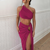 Women Dresses Autumn Sexy Backless Slim Fit Split Skirt Suit