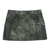 Women Skirt Tie-Dyed PU Leather Miniskirt Summer A- line Skirt