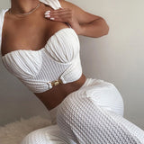 Women T-shirt Fall/Winter Sexy Slim Hip Wide Leg Pants Casual Suit