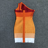 Women Evening Dress Rainbow Dress Striped Sheath Bandage One-Piece Dress Dress
