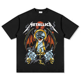 Mens Vintage Rock Band T-Shirt Washed Short Sleeve T-Shirt Crew Neck Rock METALLICA