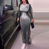 Women Dresse Autumn and Winter Long Sleeve round Neck Dress