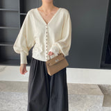 Women's Cardigan Sweater Autumn Loose V-neck Women's Coat Top 8t8238