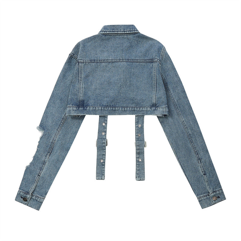 Women Jacket Women's Ultra-Short Denim Jacket