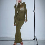 Women Dresse Turtleneck Long Sleeve Dress Slim-Fit Sheath Dress