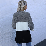 Women Knitted Sweater Fall/Winter Long Sleeve Color Matching Loose Casual Women's Cardigan Sweater Coat