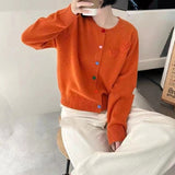 Women Knitted Cardigan Spring round Neck Long Sleeve Knitted Cardigan Sweater Coat