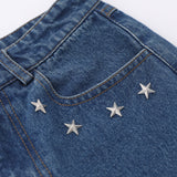 Women Pants Five-Pointed Star Printed Straight Jeans