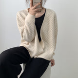 Women Cardigan Sweater Hollow-out Knitted Cardigan Coat Vintage Top for Women 8t3083