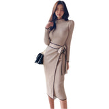 Women Maxi Dress Mid-Length Autumn and Winter Knitted Dress Sweater