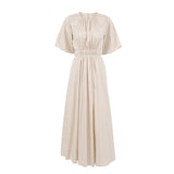 Women Dress Casual Hollow round Neck Puff Sleeve Dress