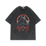 Washed and old short-sleeved T-shirt branded short-sleeved retro
