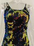 Women Evening Gown Sexy Sling Vintage Party Sequins Dress