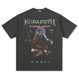 Mens Vintage Rock Band T-Shirt Short Sleeve Rock Band MEGADETH Cyber Army CYBER ARMY2016