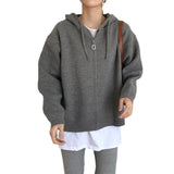 Women Knitted Cardigan Zipper Hooded Sweatshirt Casual Sweater Women's Loose Sweater Coat