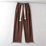 Women Sweatpants Smiling Face Embroidery Loose Wide Leg Pants Casual Sweatpants