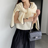 Women Knitted Two-Piece Set Autumn Knitted Two-Piece Short Top Suit X3012