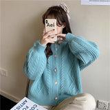 Women Knitted Cardigan Loose Pink Knitted Cardigan Sweater Coat
