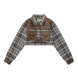 Women Jacket Autumn Plaid Long Sleeve Coat