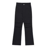 Men Sweatpants Loose Pleated Solid Color Leisure Horn Wide Leg Pants