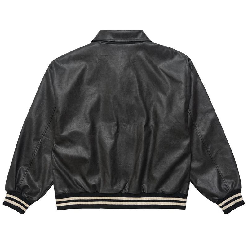 Men Jacket Coat Washed and Worn Leather Jacket Locomotive Style Embroidered Letters PU Leather Coat Autumn