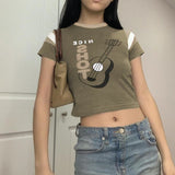 Women T-shirt O-neck Short Top Casual Cropped T-shirt