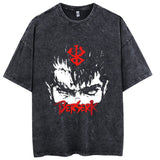 Hip Hop Men Streetwear T-Shirt Retro Vintage Washed Anime