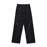 Men Sweatpants Hip Hop Rock Zipper Stitching Straight-Leg Trousers