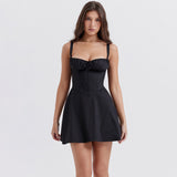 Women Dresses Sexy Lacing Slim Fit Skirt Sling Dress (Bla0420)