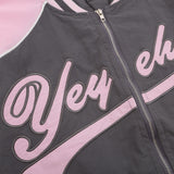 Women Jacket Letter Affixed Cloth Embroidered Short Baseball Uniform