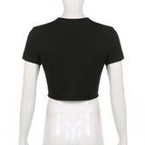 Women T-shirt Summer Short Midriff-Baring Top Casual Short-Sleeved T-shirt
