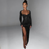 Women Dresses Autumn Sexy Hollow Backless Long Sleeve Dress