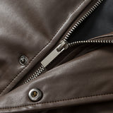 Unisex Winter Cotton Coat Winter Stand-up Collar down Jacket Retro Loose PU Leather down Jacket