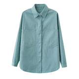 Women Jacket Vintage Loose Lapels Shirt Denim Coat Casual Jacket