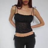 Women Tops Summer Sexy Slim Fit Spaghetti Straps Knitted Top (Csm202404)