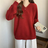 Women Knitted Pullover Autumn and Winter Loose Knitwear Top