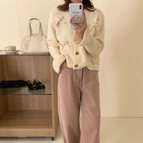 Women Knitwear Spring and Autumn round Neck Bow Sweaters Cardigan