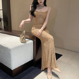 Women Dresses Mesh Camisole Dress Autumn and Winter Slim Fit Skirt