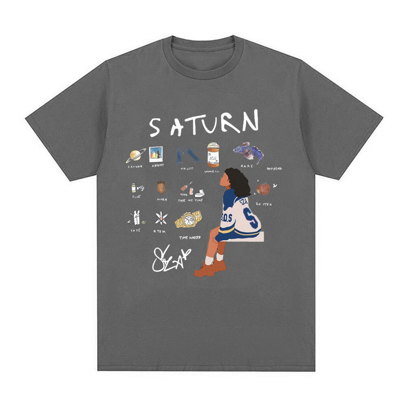 SZA Saturn T-shirts Men Women Fashion Hip Hop Harajuku T-shirt