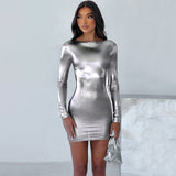 Women Dresses Sexy Slim Fit round Neck Long Sleeves Dress