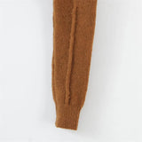 Women Sweater Knitwear Lapel Vintage Knitted Cardigan Women's Navel Short Long-Sleeved Sweater