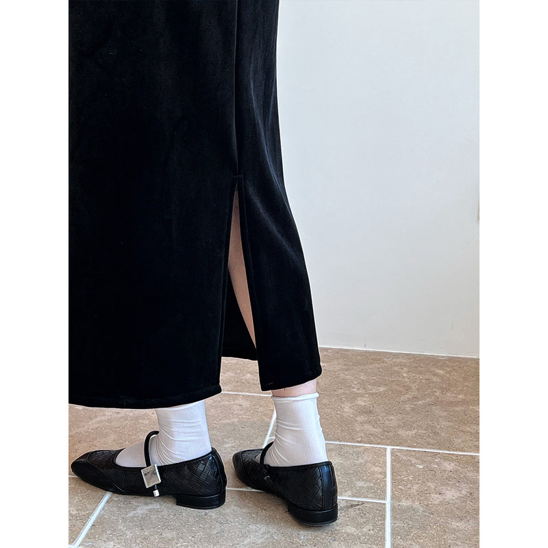 Women Skirt Straight Gold Velvet Skirt Autumn and Winter Hip Skirt