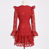 Women Dresses Spring Lace Embroidery Dress (Qymy0409)