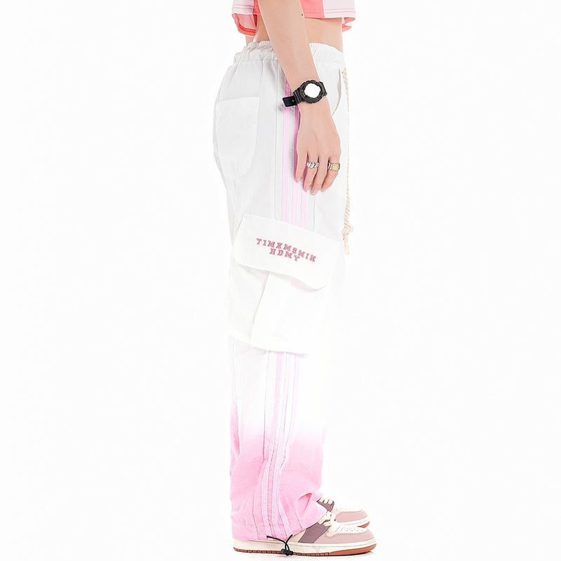 Women Pants Gradient Hanging Dye Workwear Casual Pants Pocket Straight-Leg Trousers