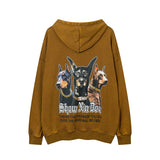 Men Hoodie Gothic Vintage Printed Washed Hooded Sweater