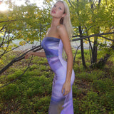 Women Dresses Summer Printing Slim Fit Backless Dress