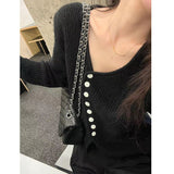 Women Knitted Cardigan Autumn and Winter Single-Breasted Loose-Fitting V-neck Long Sleeves Wool Sweater