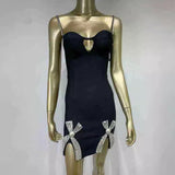 Women Dresses Sexy Bandage Dress Black Camisole Party Skirt (Ont0408)