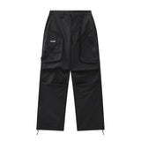 Men Sweatpants Multi-Pocket Pleating Overalls Men's Baggy Pants-Foot Zipper Patchwork Casual Pants